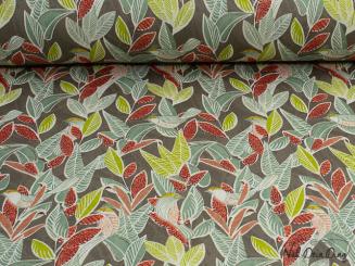 Baumwolle beschichtet, Vögel und Blätter 