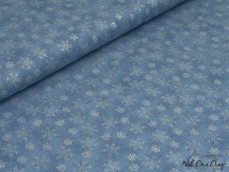 Baumwollstoff Schneekristall, blau 