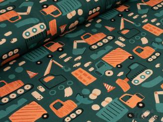 Jersey Fahrzeuge petrolgrün/orange 