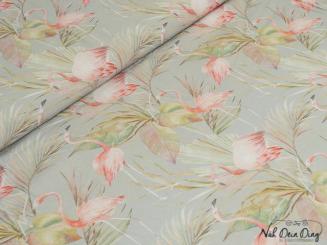 Viskose Flamingos und Blätter 