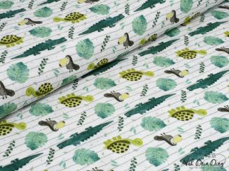 Double Gauze, Schildkröte, Tukan und Krokodil 