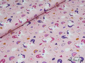 Baumwollstoff Regenbogen/Einhorn 