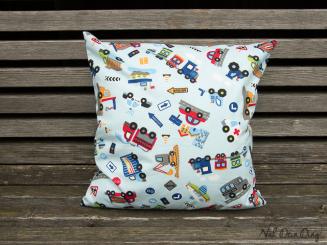 Kissenbezug 40x40 cm Fahrzeuge hellblau 