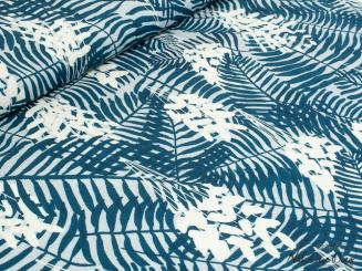 Viskose, Farnblätter, blau 