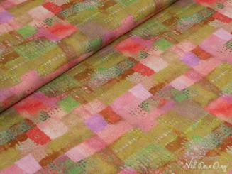 Baumwollstoff grün/rosa 