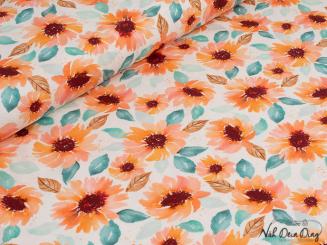 Jersey Blumen, orange 
