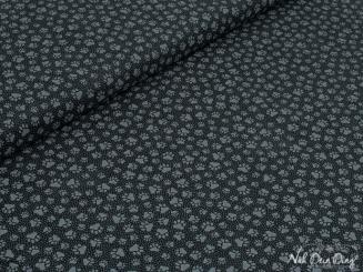 Baumwollstoff Pfoten, schwarz/grau 