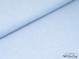 Leinen-/Baumwollmischung blau mit feinen weißen Streifen 