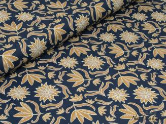 Dekostoff Retro Flowers, blau 