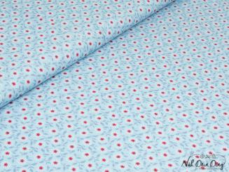 Baumwoll Webware vintage mood, Blumen, blau 