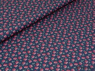 Baumwoll Webware vintage mood, rote Blümchen 