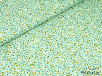 Baumwollstoff Streublümchen, türkis 