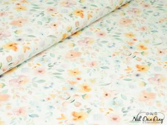 Baumwollstoff Aquarellblumen 
