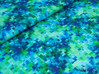 Baumwollstoff Pixel, grün/blau 