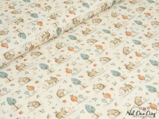 Baumwollstoff Bären und Vögel 