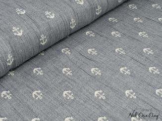 Double Gauze, doubleface Anker hellgrau/blau 