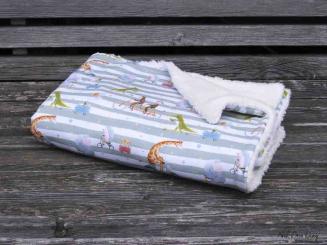 Babydecke Tiere auf Rädern 