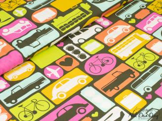 Baumwollstoff, Retro, Fahrzeuge 