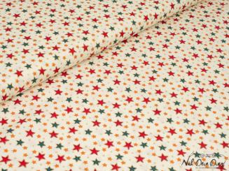 Baumwollstoff Sternchen rot/grün/ gold 