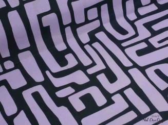 Baumwolle beschichtet, grafisch flieder/marine 