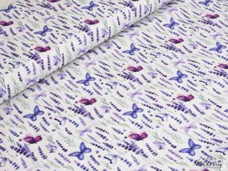 Baumwollstoff Lavendel und Schmetterling 