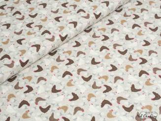 Baumwollstoff braune u.weiße Hühner 