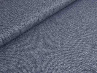 Leinen-/Baumwollmischung dunkelblau m. feinem Fischgrätmuster 