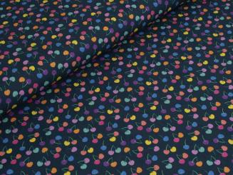 Baumwollstoff Kirschen, blau 