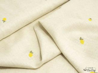 Viskose-/Leinenmischung mit gestickten Zitronen 