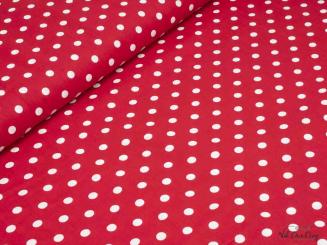 Baumwollstoff, rot mit weißen Polka- dots 