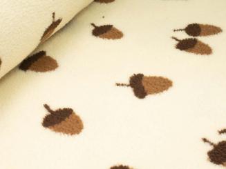 Boucle, beige mit braunen Eicheln 