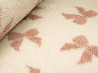 Boucle, beige mit rosa Schleifen 