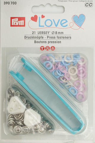 Jersey-Druckknopf, 8 mm rosa/hellblau/perle 