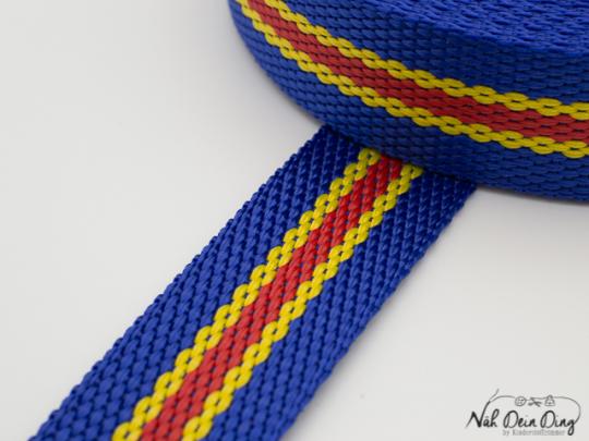 Gurtband, royalblau/gelb/rot, 30 mm 