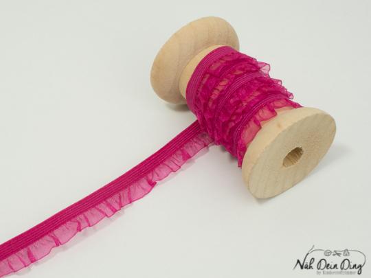 Rüsche, elastisch, glänzend, 12 mm pink 