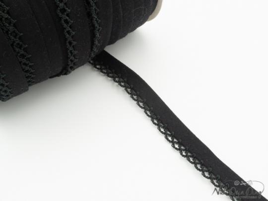 Schrägband mit Häkelkante schwarz 