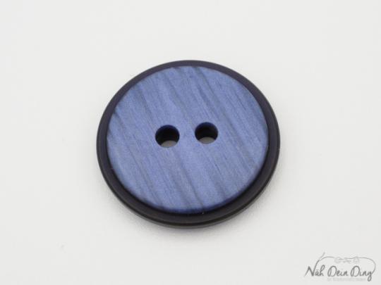 Knopf, 2Loch, rund, blau/schwarz, Durchmesser 21mm 