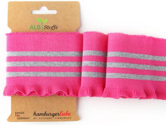 Cuff me Strickbündchen Frill Pink silber, GOTS zert. 