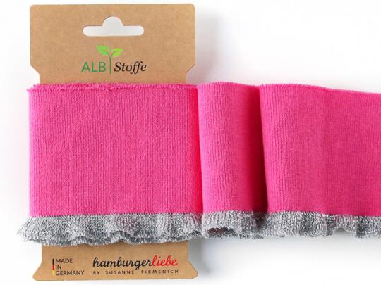 Cuff me Strickbündchen Frill pink silber, GOTS zert. 