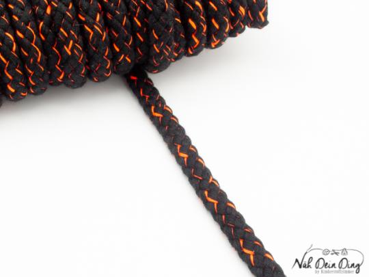 Baumwollkordel, schwarz, neon-orange 8 mm 