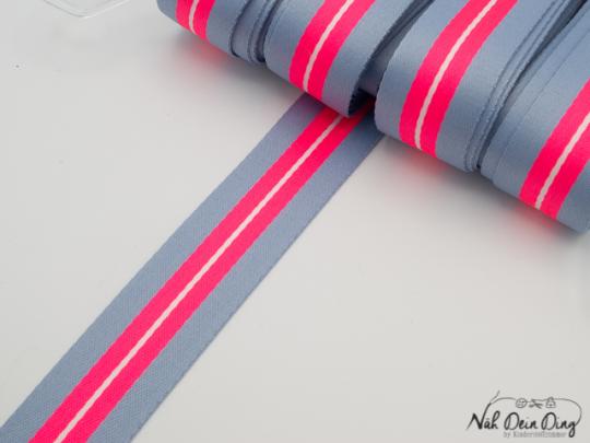 Webband grau/neonpink gestreift 