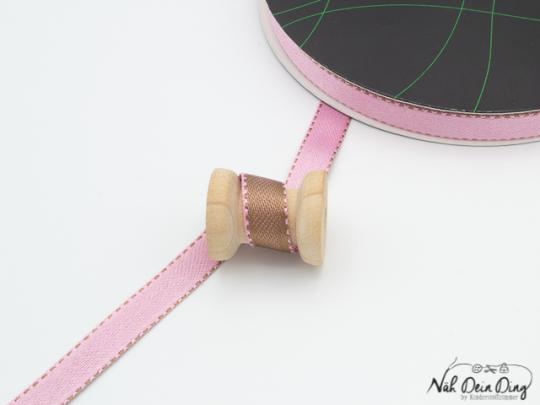 Satinband, doubleface, 10 mm, rosa/braun 