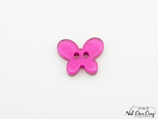 Knopf, 19 mm, 2Loch, Schmetterling pink 