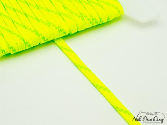 Flachkordel, geflochten, neon- gelb, 6 mm 