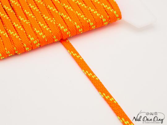 Flachkordel, geflochten, neon- orange, 6 mm 