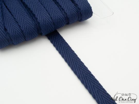 Hoodiekordel, flach, marine, 15 mm 