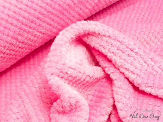 Kuschelfleece, pink, mit Waffel- struktur 