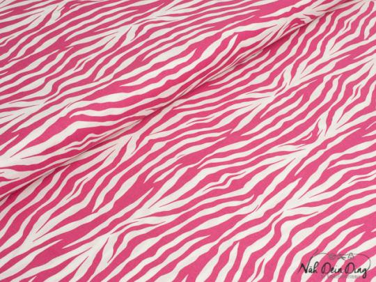 Baumwollstoff Zebra pink/weiß 