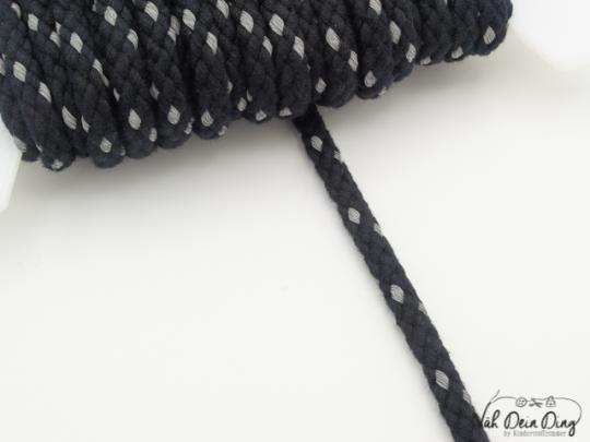 Baumwollkordel, schwarz, reflekt. 8 mm 