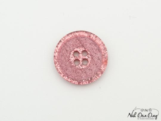 Knopf, 15 mm, 4Loch, pink glitzer 